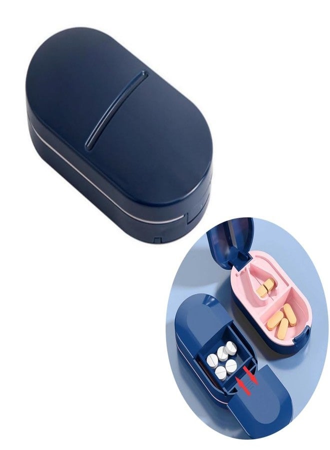 TREXEE Pill Cutter with Storage | Small Pill Cutter | Pill Splitter for Small or Large Pills and Vitamins Tablets, Portable Pretty Pill Crusher for Pocket or Purse (Blue) - Image 1